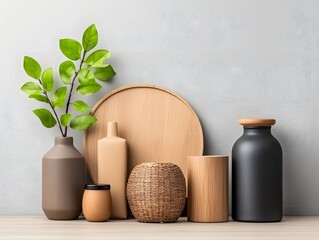 Poster - Minimalist and Elegant Arrangement Showcasing an Assortment of Cardboard Wicker