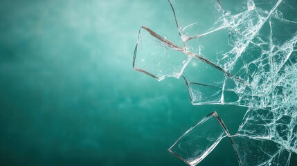 Poster - A dramatic close-up view of a shattered glass fragment creates an abstract artwork, evoking feelings of fragility and resilience in an imaginative setting.