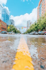 Aufkleber - Climate Resilience Visualization Urban Flooding Dynamics - Adaptive City Infrastructure Challenge Depicting Extreme Weather Precipitation Impact on Modern Streetscapes