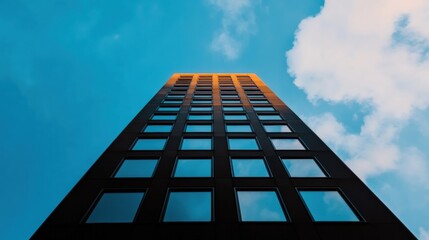 Aufkleber - Brutalist Urban Geometry Minimalist Black Steel Architectural Grid Symbolizing Corporate Innovation and Structural Precision in Modern Commercial Design