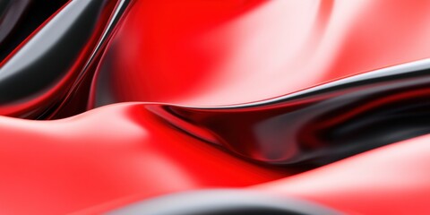 Aufkleber - Dynamic Fluid Morphology Crimson and Obsidian Abstract Metallic Flow Visualization - Cutting-Edge Digital Design and Innovative Surface