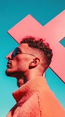 Poster - Bold Gen Z Aesthetic Vibrant Pop Culture Portrait of Millennial Confidence, Geometric Color-Block Styling with Urban Streetwear Fashion Statement