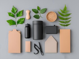 Poster - Organized flat lay of assorted storage containers showcasing a variety of materials and forms including cardboard wicker