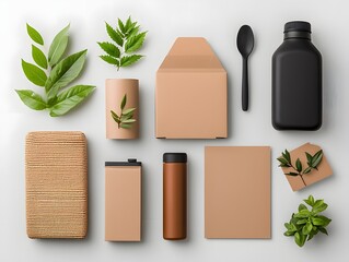 Poster - Organized flat lay showcasing a variety of storage containers in diverse shapes and textures including cardboard wicker and metal pieces