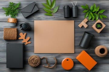Poster - Organized flat lay showcasing an assortment of storage containers in diverse materials and forms including cardboard wicker and metal pieces