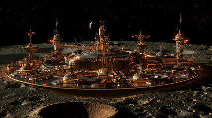 Poster - This Space station for asteroid regolith extraction and processing, optimized for efficiency.