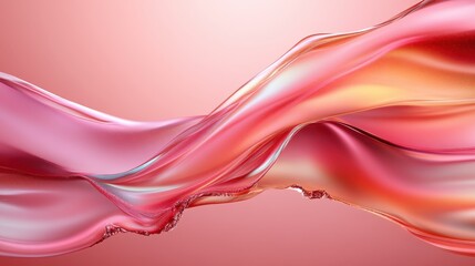 Poster - A stunning display of flowing pink and orange waves against a subtle pink backdrop, creating a sense of motion and emotional warmth through abstract art.