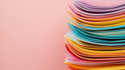 Poster - Minimalist Workflow Optimization Pastel Paper Stack Illustrating Modern Organizational Design for Agile Digital Workspace Productivity