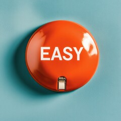Poster - Minimalist UX Innovation Bold Bright Red EASY Button Symbolizing Streamlined Digital Experience and User-Centric Design Simplification