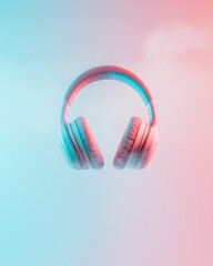 Poster - Minimalist Wireless Noise-Canceling Headphones Cutting-Edge Audio Design with Gradient Aesthetic for Digital Nomads and Creative Professionals