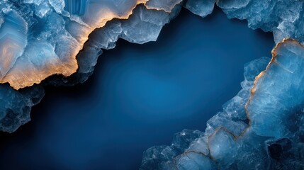 Poster - A vivid close-up of an agate stone emphasizing intricate layers and a golden edge, showcasing the beauty of natural minerals and their artistic shapes.