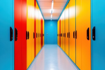 Poster - Vibrant Digital Infrastructure Hyper-Chromatic Server Corridor Showcasing Next-Gen Tech Aesthetics in Immersive Operational Design