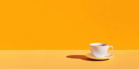 Aufkleber - Minimalist Morning Ritual Ceramic White Coffee Cup on Vibrant Gradient - Contemporary Lifestyle Branding and Mindful Workspace Design Inspiration