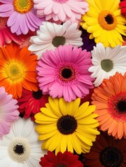 Poster - Chromatic Harmony Vibrant Spectrum Gerbera Daisy Arrangement - Modern Botanical Design for Digital Wellness and Creative Marketing Content