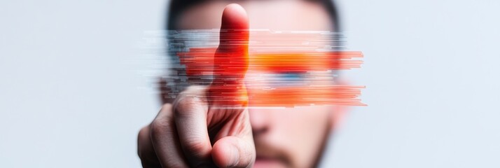 Fototapete - Futuristic Data Interaction Blurred Motion Tech Professional Engaging Holographic Interface with Dynamic Gesture in AI-Driven Digital Transformation Concept