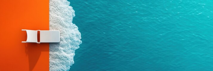 Poster - Minimal Coastal Dreamscape Vibrant Geometric Beach Transition with Aerial Ocean Perspective - Immersive Travel Marketing and Digital Narrative Design