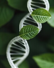 Aufkleber - Sustainable Biotech Breakthrough Innovative DNA-Leaf Fusion Visualizing Cutting-Edge Genetic Research in Eco-Driven Scientific Evolution