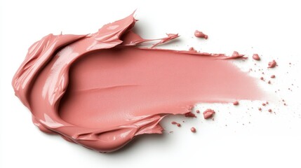 Poster - This image features a close-up view of smooth, creamy beige cosmetic product spread on a clean white surface, highlighting its texture and color for beauty applications.