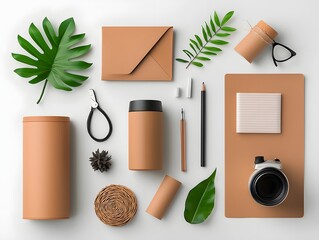 Poster - Visually appealing flat lay arrangement of a variety of storage containers boxes and organizational accessories in different materials sizes and forms