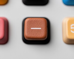 Leinwandbilder - Minimalist Tech Texture Leather-Finished Keyboard Key in Burnt Orange - Innovative Design Meets Tactile User Experience for Digital Professionals