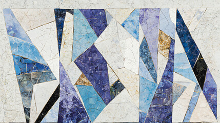 Poster - Artistic piece featuring a striking blue and white design with intricate patterns and textures in a unique fragmented style.