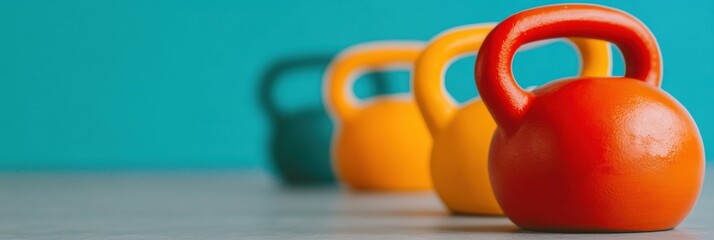Aufkleber - Vibrant Functional Fitness Revolution Gradient Kettlebell Collection Showcasing Modern Strength Training Ergonomics and Performance Optimization