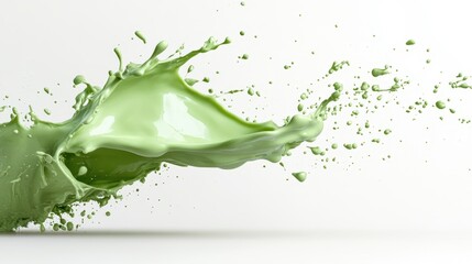 Poster - A dynamic green paint splash contrasts beautifully against a clean white background, showcasing motion and creativity in a visually striking manner.