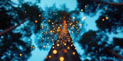 Poster - Quantum Ecology Illuminated Digital Forest Visualization - Emerging Tech Sustainability Narrative for Climate Innovation Marketing