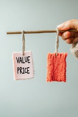 Poster - Minimalist Value Proposition Visualization Tactile Balance Scale Metaphor for Strategic Pricing, Market Positioning and Business Growth Optimization