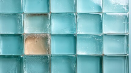 Poster - An intriguing arrangement of textured blue glass blocks, featuring shine effects, ideal for creating a modern artistic feel in various design applications.