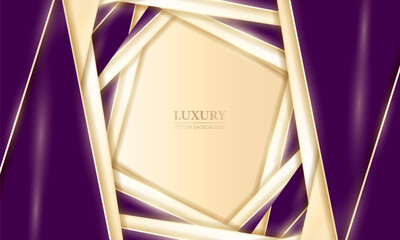 Aufkleber - Elegant purple and gold abstract luxury background with golden lines and shapes. Vector illustration