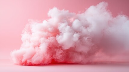 Poster - The whimsical pink and white cloud-like fog creates an enchanting atmosphere, blending soft hues that evoke a sense of fantasy and inspiration in the viewer.
