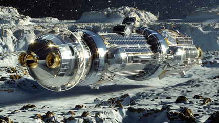Poster - This high-tech refinery extracts regolith from an asteroid's surface.
