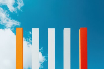 Poster - Minimalist Growth Visualization Dynamic Color-Coded Bar Graph Against Sky Blue Background - Strategic Data Visualization for Business Performance Insights