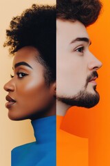 Leinwandbilder - Chromatic Diversity Bold Geometric Portrait Series Exploring Multicultural Identity through Vibrant Color-Block Contemporary Design
