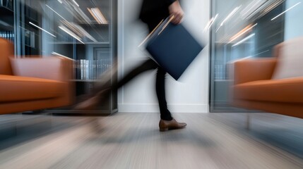 Fototapete - Dynamic Legal Professional Motion Blurred Corporate Workflow Visualization of High-Performance Gen Z Business Momentum in Modern Workspace Design