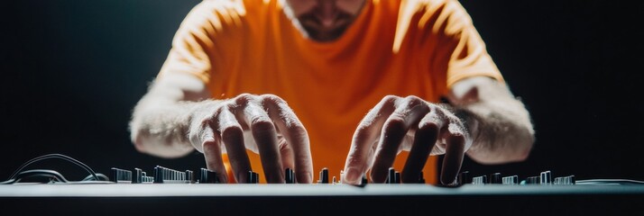 Leinwandbilder - Hybrid Workspace Dynamics Immersive Audio-Visual Production with Next-Gen Tech Professional Executing High-Performance Digital Workflow in Minimalist Creative Environment