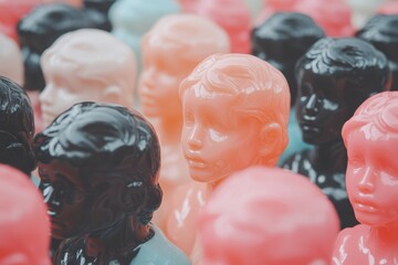 Aufkleber - Empowering Diversity Inclusive Awareness Campaign with Sculptural Figurines - Children With Alopecia Day Solidarity and Spring Mental Health Momentum