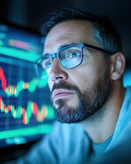 Poster - Futuristic Crypto Trading Insights Immersive Digital Finance Experience for Millennial Investors Navigating Volatile Market Dynamics with High-Tech Visualization