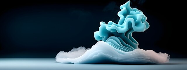 Poster - Alluring Blue Digital Waveforms Surging over Minimalist Black and White Expanse Embodying the Rhythmic Essence of Cutting Edge Technologies Digital Art and Cyber Influenced Landscape