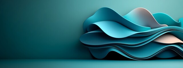 Fototapete - Boundless Technological Progressions Undulating azure digital waves flow seamlessly across a sleek minimalist monochrome expanse