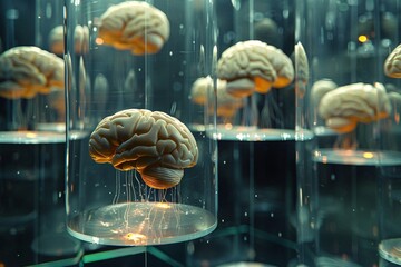 Aufkleber - Many human brains are growing and connecting in a laboratory setting