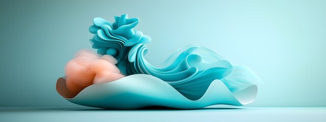 Poster - Captivating azure digital flows ebbing and surging across a monochromatic backdrop evoking the ceaseless motion of technological advancement  Vibrant ethereal
