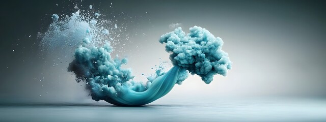 Poster - captivating azure digital swells sweeping across a contrasting black and white background
