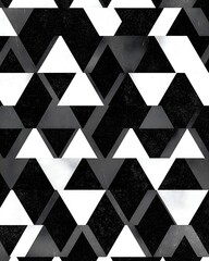 Poster - Abstract Textured Triangles Monochrome Geometric Pattern Background Design