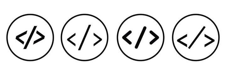 Code icon. Code html signs. Program coding icons. Coding sign. Stock vector illustration.