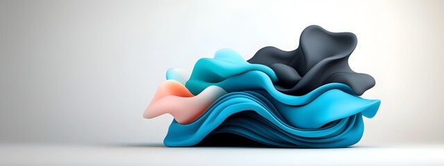 Poster - Captivating digital streams of azure and monochrome converging in a minimalist futuristic display that symbolizes the ceaseless evolution of modern technology through an enigmatic