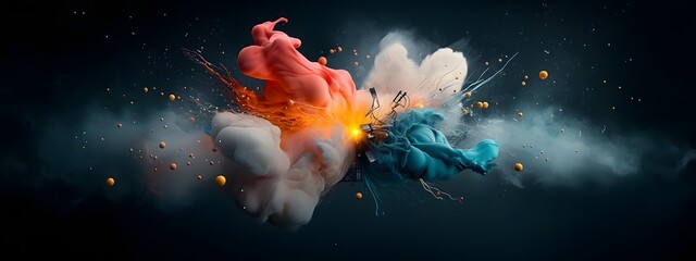 Poster - Captivating display of light wave interaction within an amplifier with glowing plasma particles dancing in a mesmerizing pattern  Intricate circuitry and components bathed in a warm ethereal glow