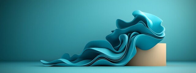Poster - Captivating indigo digital swells undulating over a monochrome surface conveying the dynamic energy of cutting edge data processing and cinematic post processing