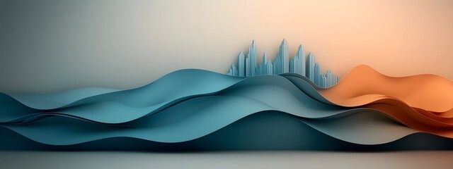 Poster - Captivating indigo digital waves flow over a monochrome gradient canvas evoking the fluid dynamic essence of technological singularity  Experimental rendering
